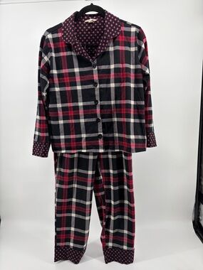 Vera Bradley Women's 2PC Plaid Pajama Set Red/Black‎ Size Small Cotton